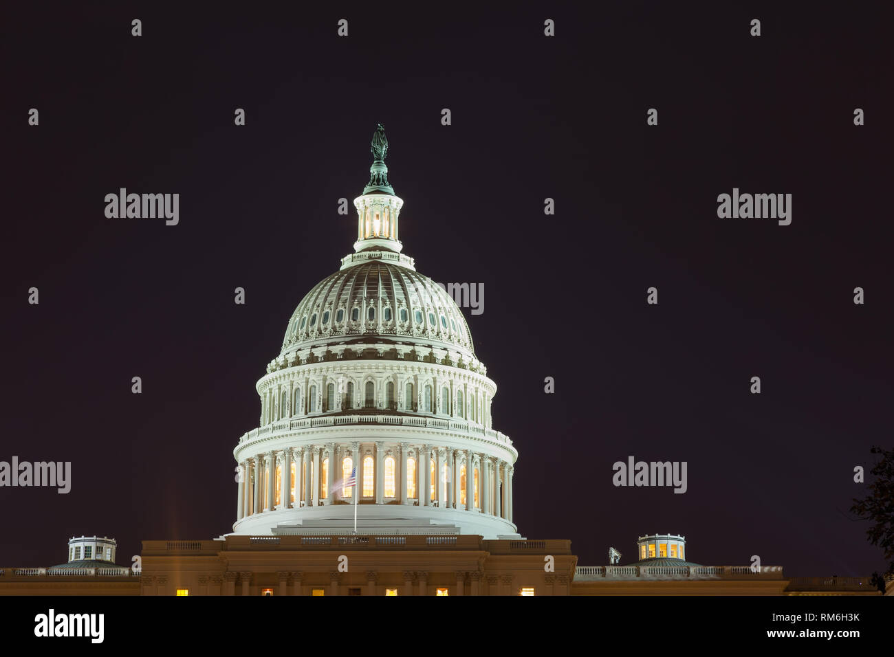 US Capitol Building bei Nacht. Dome close-up. Washington DC. USA. Stockfoto