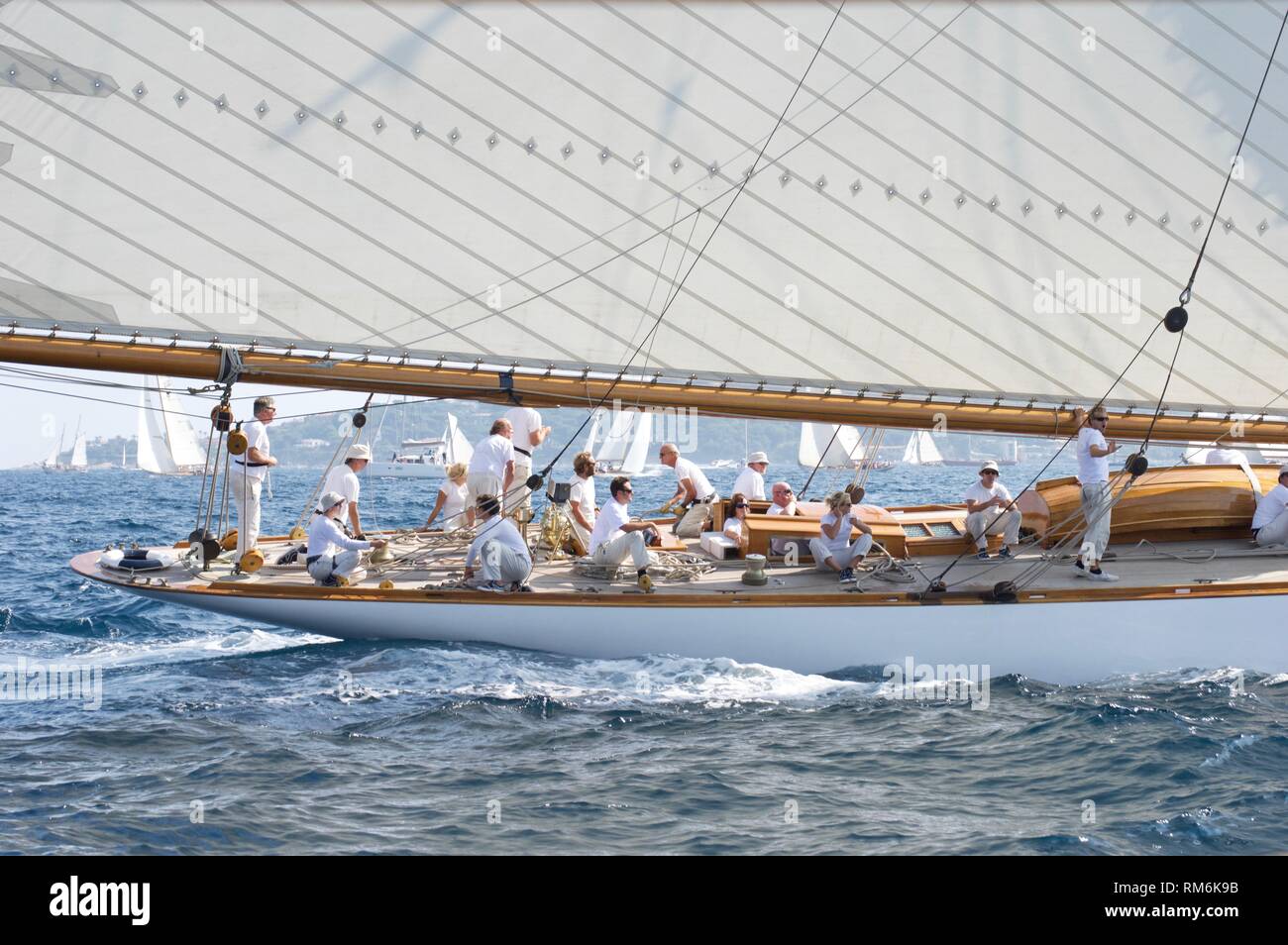 Die 19 Meter langen Segelyacht Mariquita von William Fife III Racing beim Voiles de Saint Tropez konzipiert Stockfoto