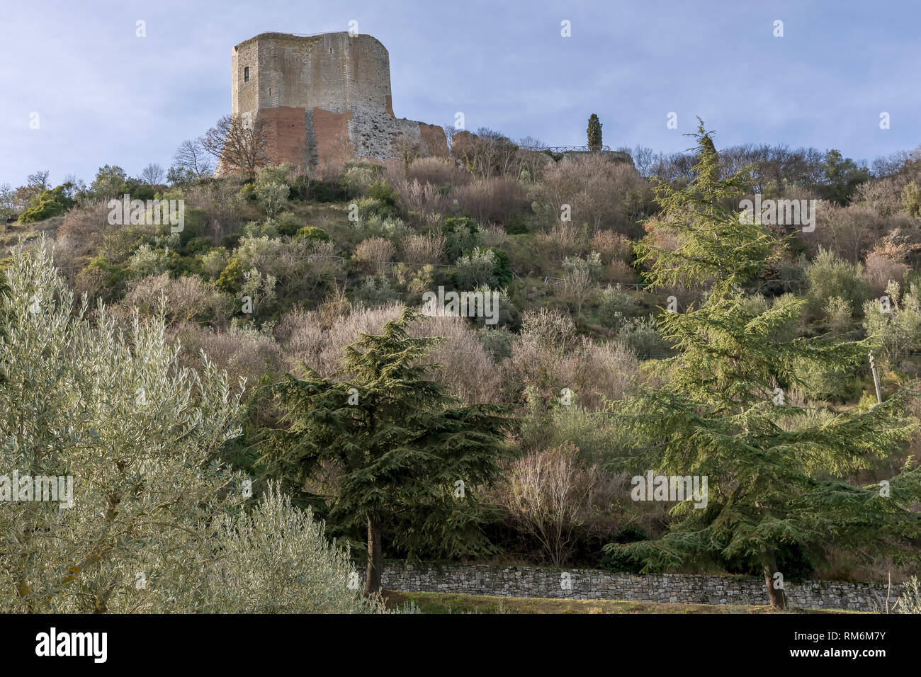 Schöne Sicht auf die Rocca d'Orcia in eine beherrschende Stellung in der Provinz von Siena, Toskana, Italien Stockfoto