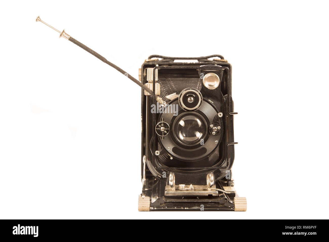 Alte Kamera auf weißem Hintergrund Stockfoto