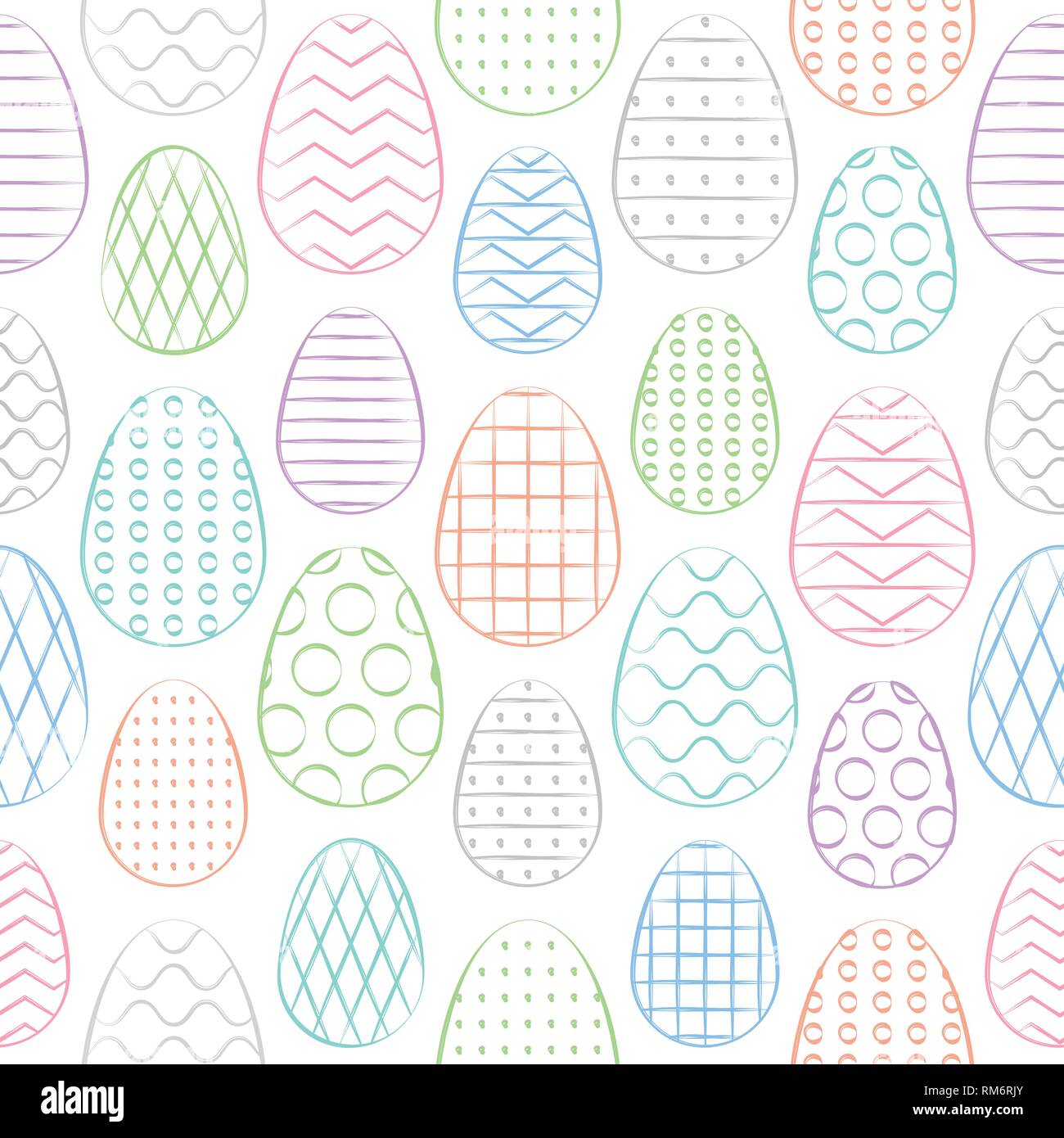 Ostern nahtlose Muster. Minimales Design. Bunte Ostereier. Vector Illustration. Stock Vektor