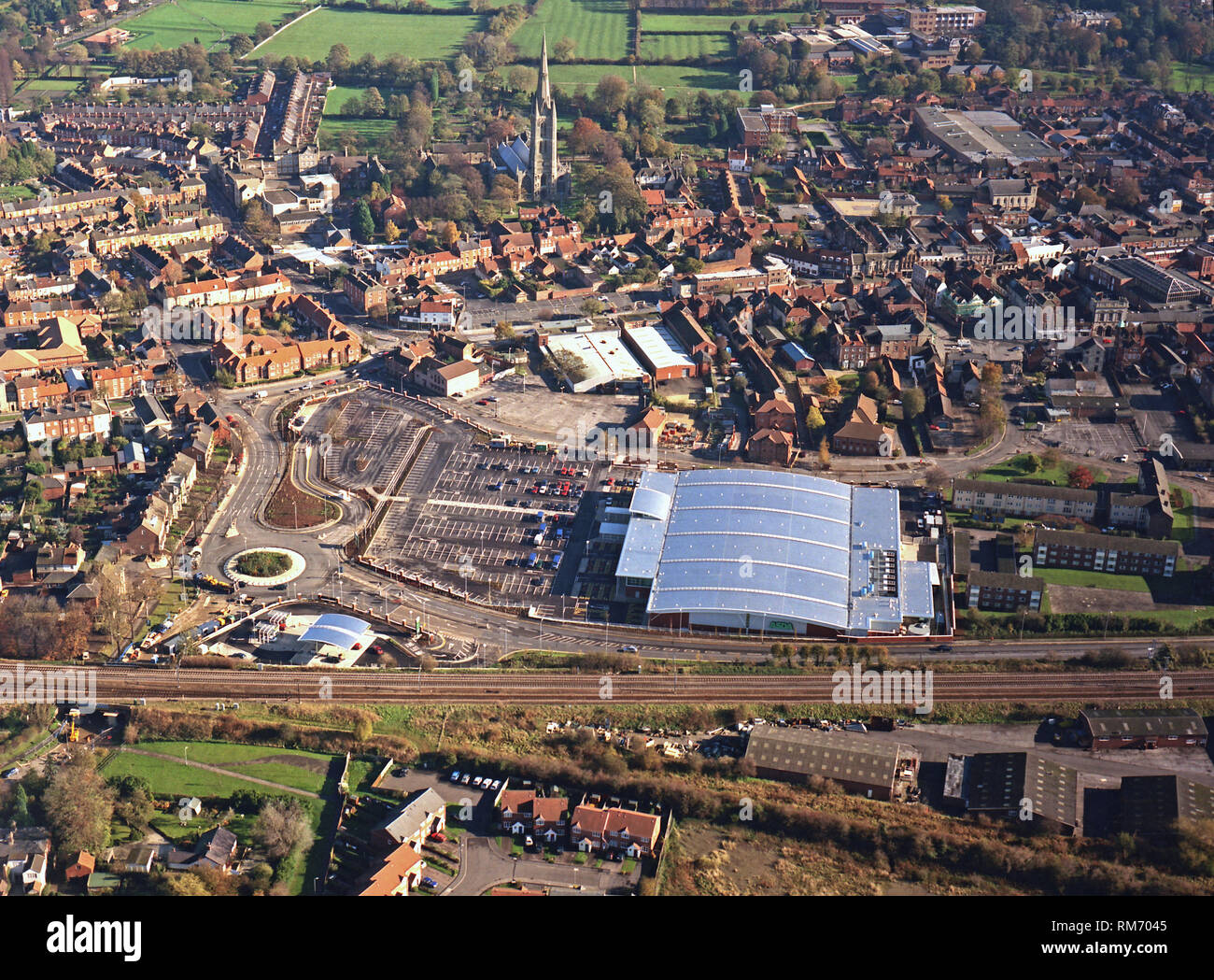 Historische Luftaufnahme von Grantham Zentrum genommen 1. November 1998 Stockfoto