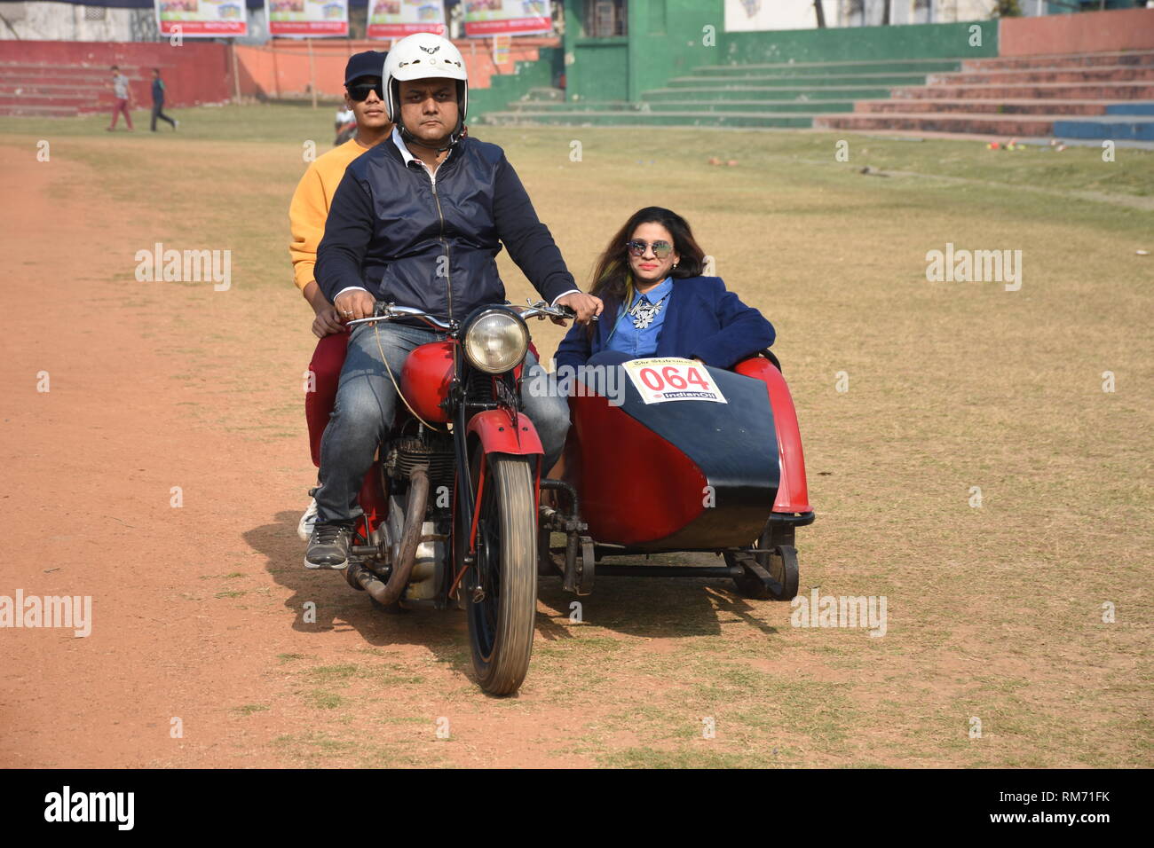 1939 BSA Motorrad befestigt mit 500 cc 1 Zylinder Motor, WBN7056 Indien Seitenwagen. Stockfoto
