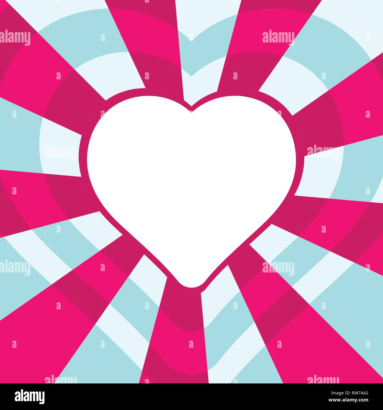 Herz-muster Strahlung, Konzentration, radial, Rosa und Blau Valentinstag Vektor mit Platz für Text. Muttertag Grußkarte. Heart frame Stock Vektor