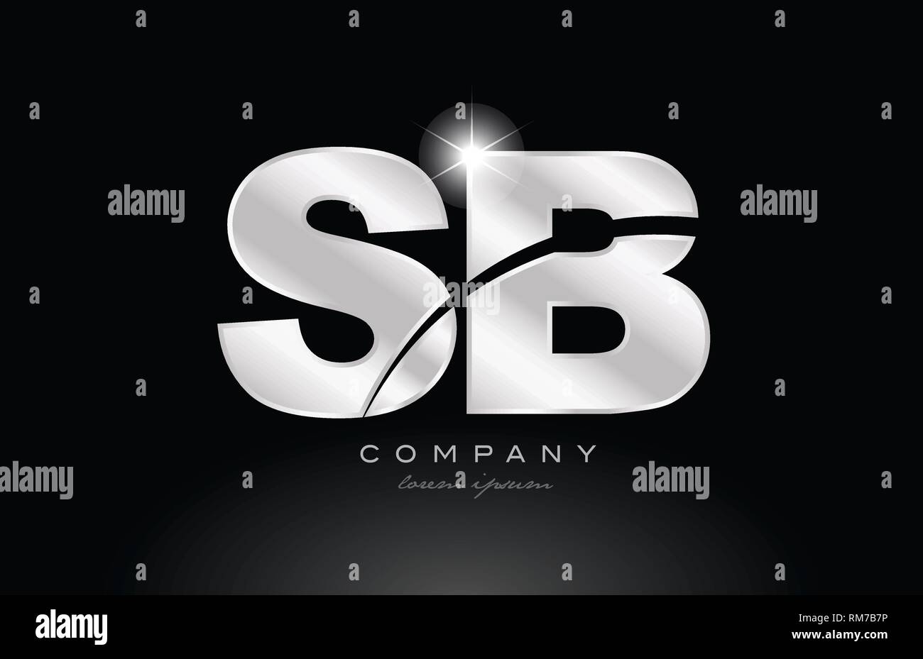 Silber Buchstaben sb s b Metall Kombination Alphabet logo Icon Design mit grauer Farbe auf schwarzem Hintergrund geeignet für ein Unternehmen oder ein Geschäft Stock Vektor