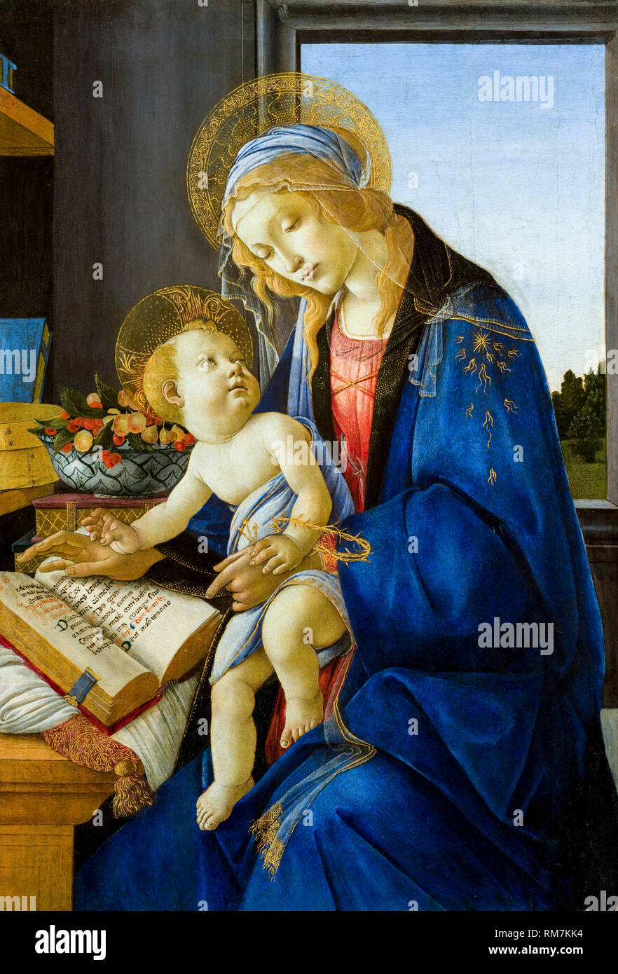 Die Jungfrau mit dem Kind (die Madonna des Buches), Gemälde von Sandro Botticelli, 1480 Stockfoto