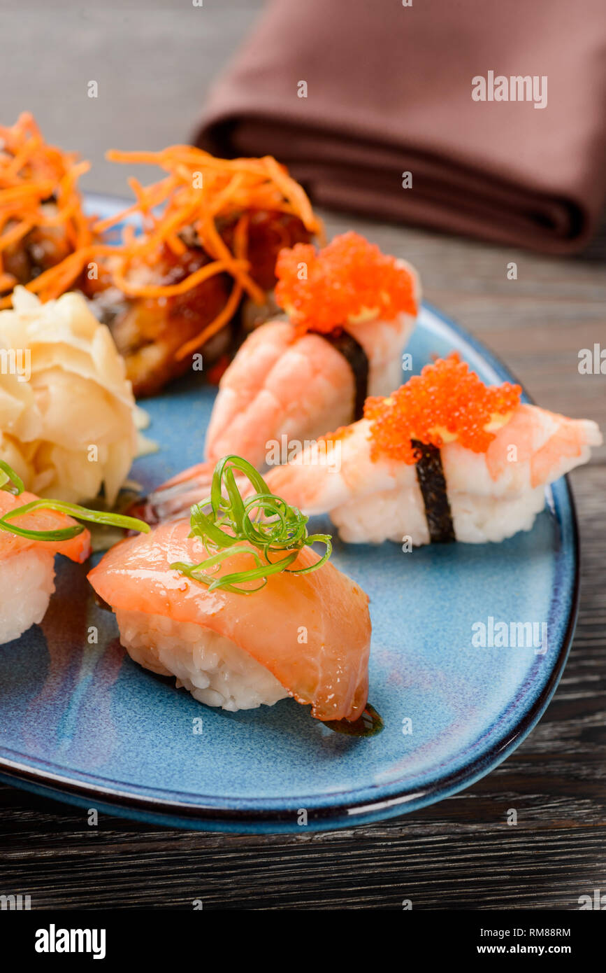 Schöne nigiri Sushi Stockfoto