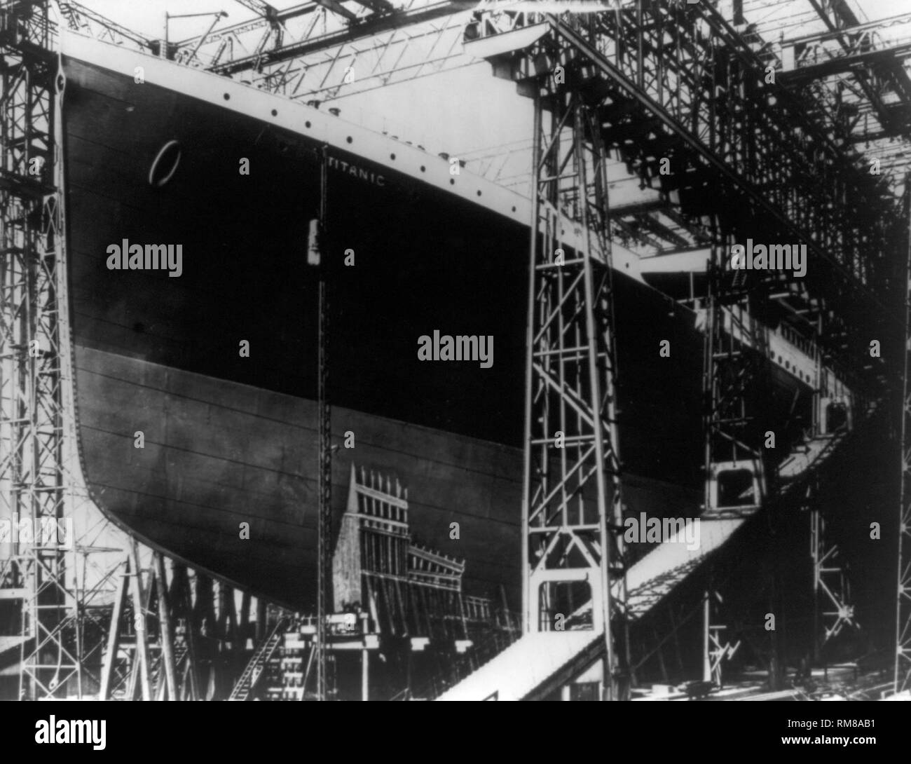 RMS Titanic im Bau an Harland und Wolff in Belfast im Jahre 1912 Stockfoto