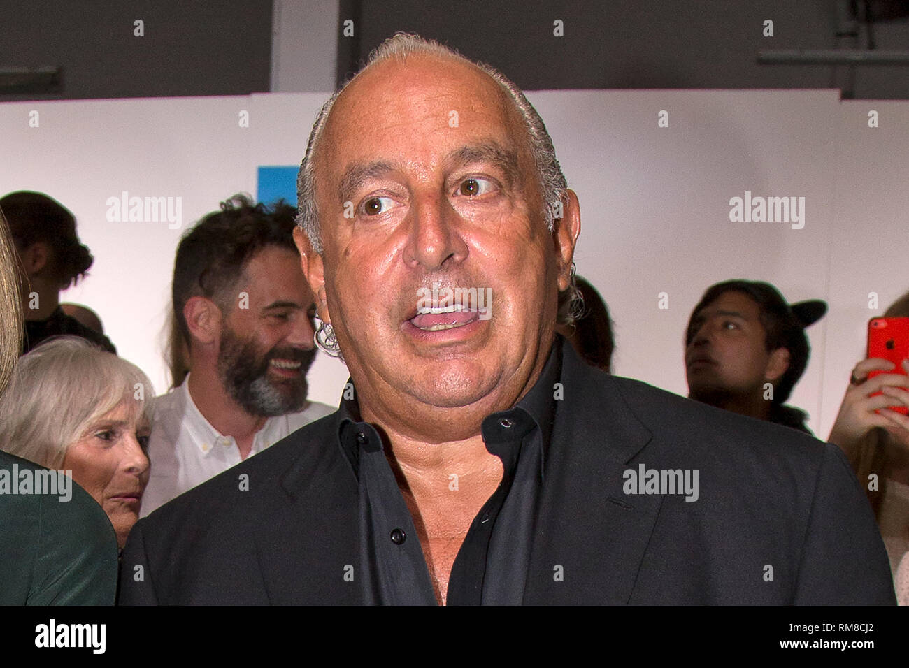 Sir Philip Green auf dem Topshop Catwalk Show in London während der London Fashion Week. 14. September 2014. Stockfoto