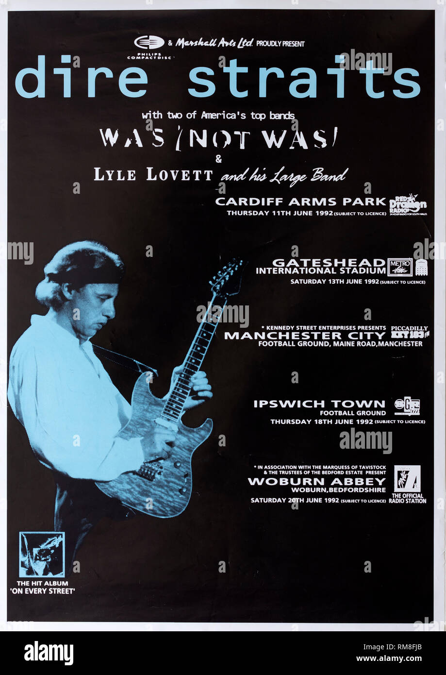 Dire Straits, war nicht wurde, Großbritannien-Tour, 1982, Musical Konzert Poster Stockfoto