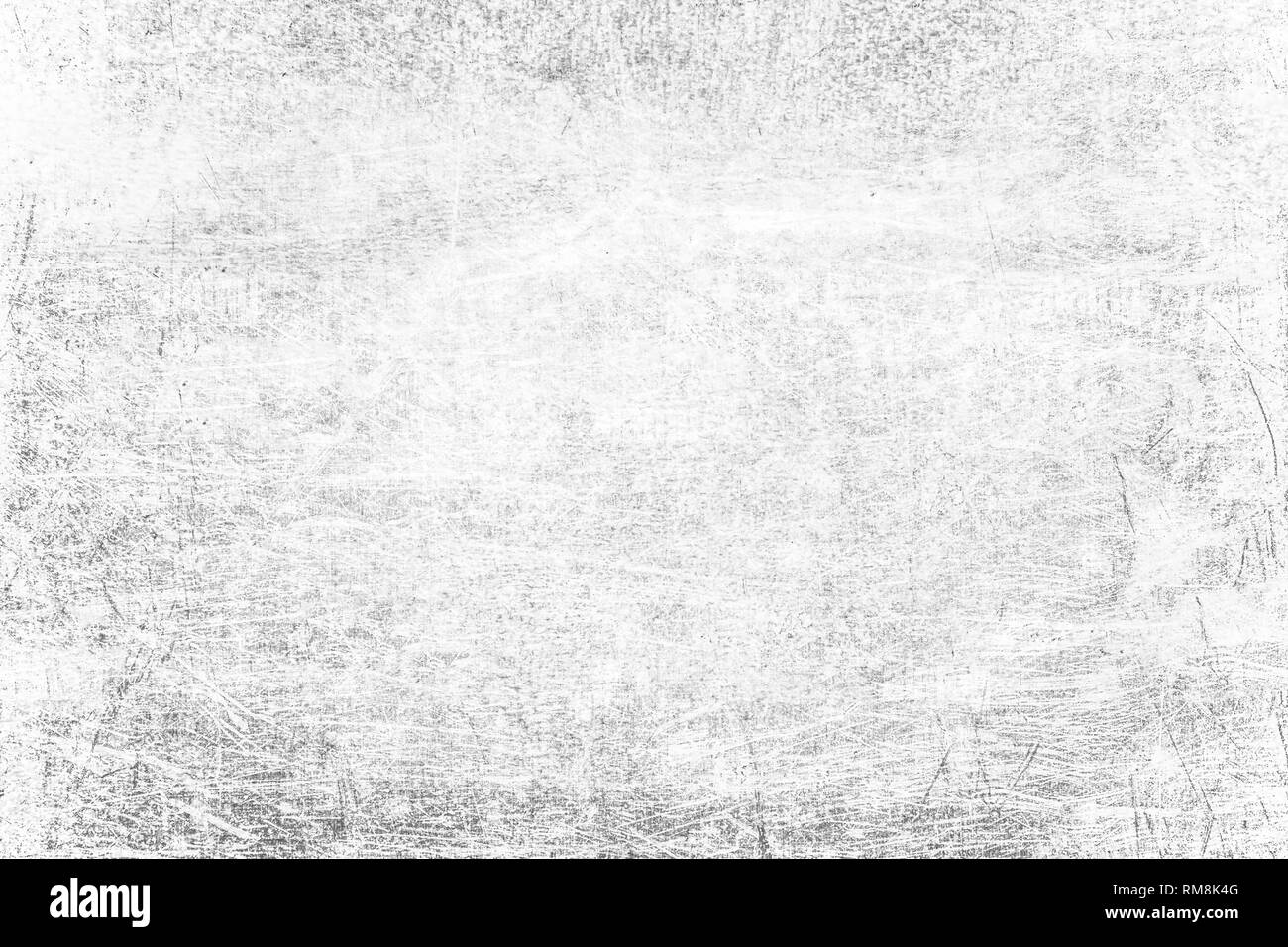 Textur aus schwarzen und weißen Linien, Kratzer, Flecken. Grunge Staub und Kratzer Hintergrund. Textur des Alten zerkratzt verschmutzte Oberfläche. Stockfoto