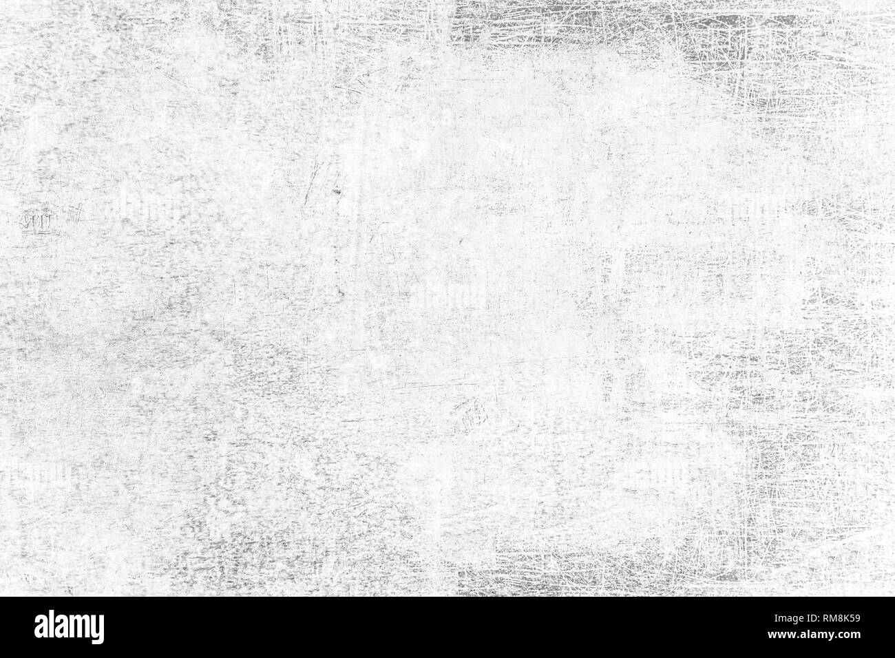Textur aus schwarzen und weißen Linien, Kratzer, Flecken. Grunge Staub und Kratzer Hintergrund. Textur des Alten zerkratzt verschmutzte Oberfläche. Stockfoto