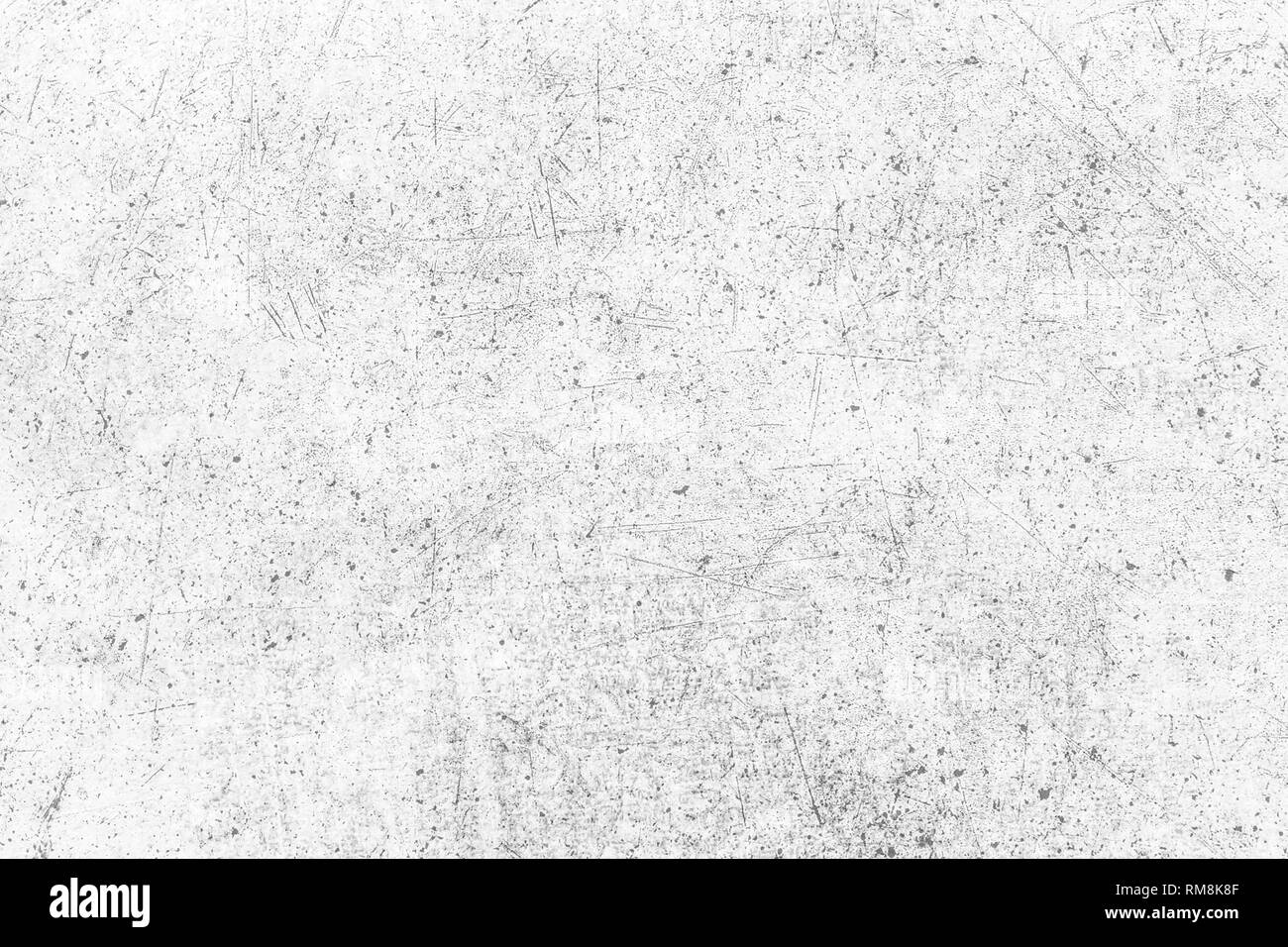 Textur aus schwarzen und weißen Linien, Kratzer, Flecken. Grunge Staub und Kratzer Hintergrund. Textur des Alten zerkratzt verschmutzte Oberfläche. Stockfoto