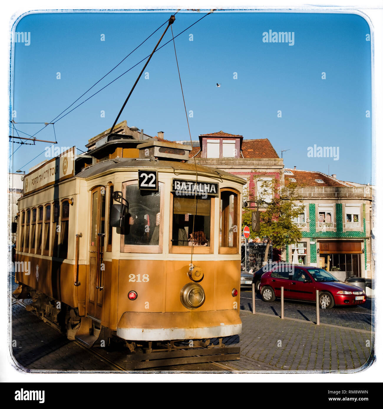 Historische Straßenbahn, Porto Stockfoto
