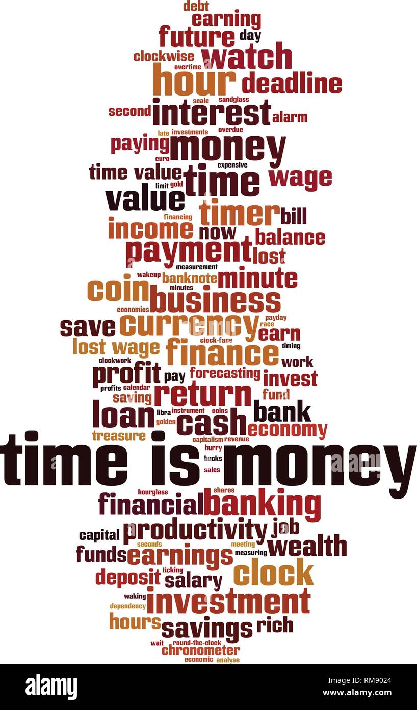 Zeit ist Geld Wort cloud Konzept. Vector Illustration Stock Vektor