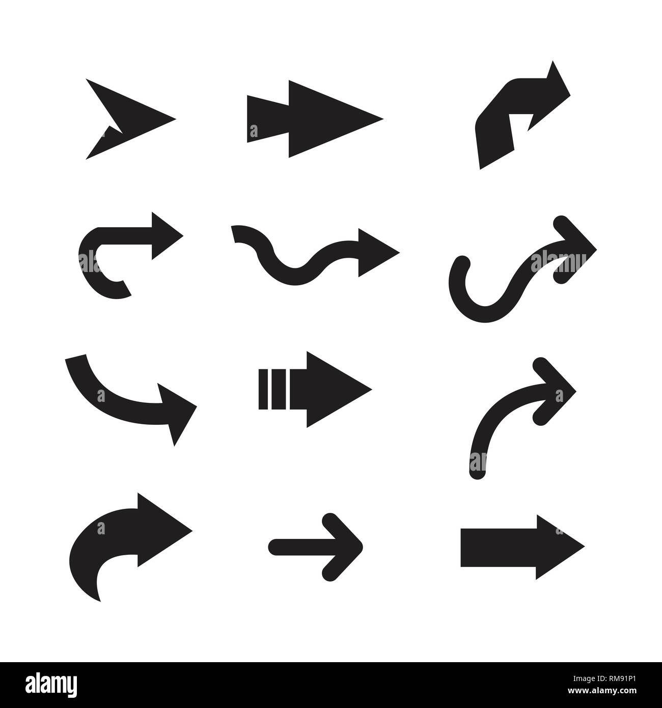 Sammlung von schwarz Vektor Pfeile. Pfeilsymbol. Pfeil Vektor icon. Pfeil. Pfeile vektor Sammlung Stock Vektor
