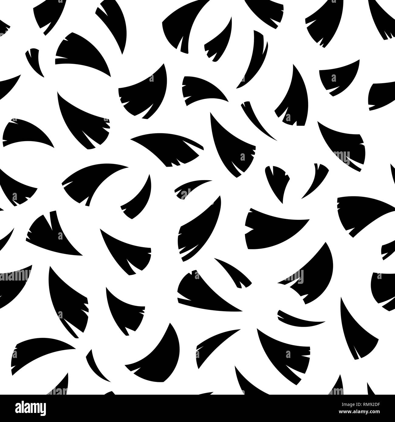 Abstrakte Blume Blütenblätter Konfetti nahtlose Muster. Vector Illustration. Schwarz-weißen Muster Stock Vektor
