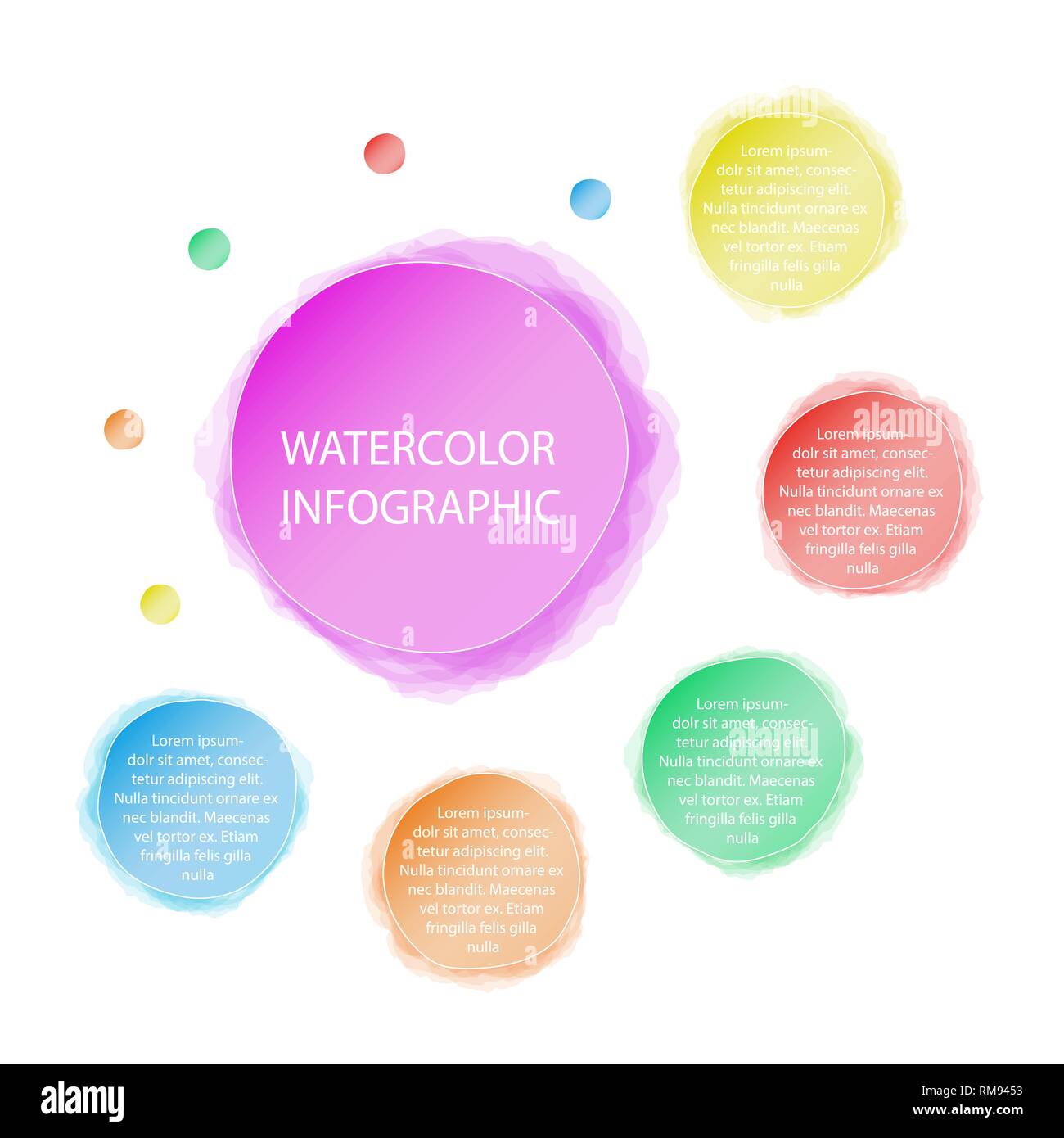 Aquarell Infografik mit Big One ist Mitte und vier Schritt. Stock Vektor