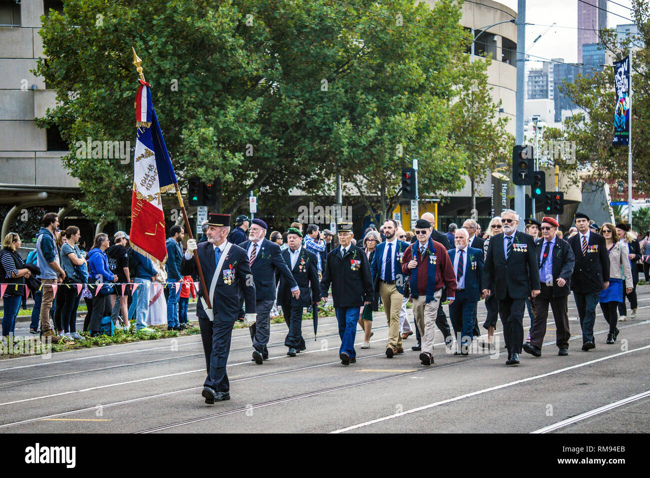 ANZAC Day Parade 2018 in St Kilda Road, Melbourne, Victoria, Australien. Stockfoto