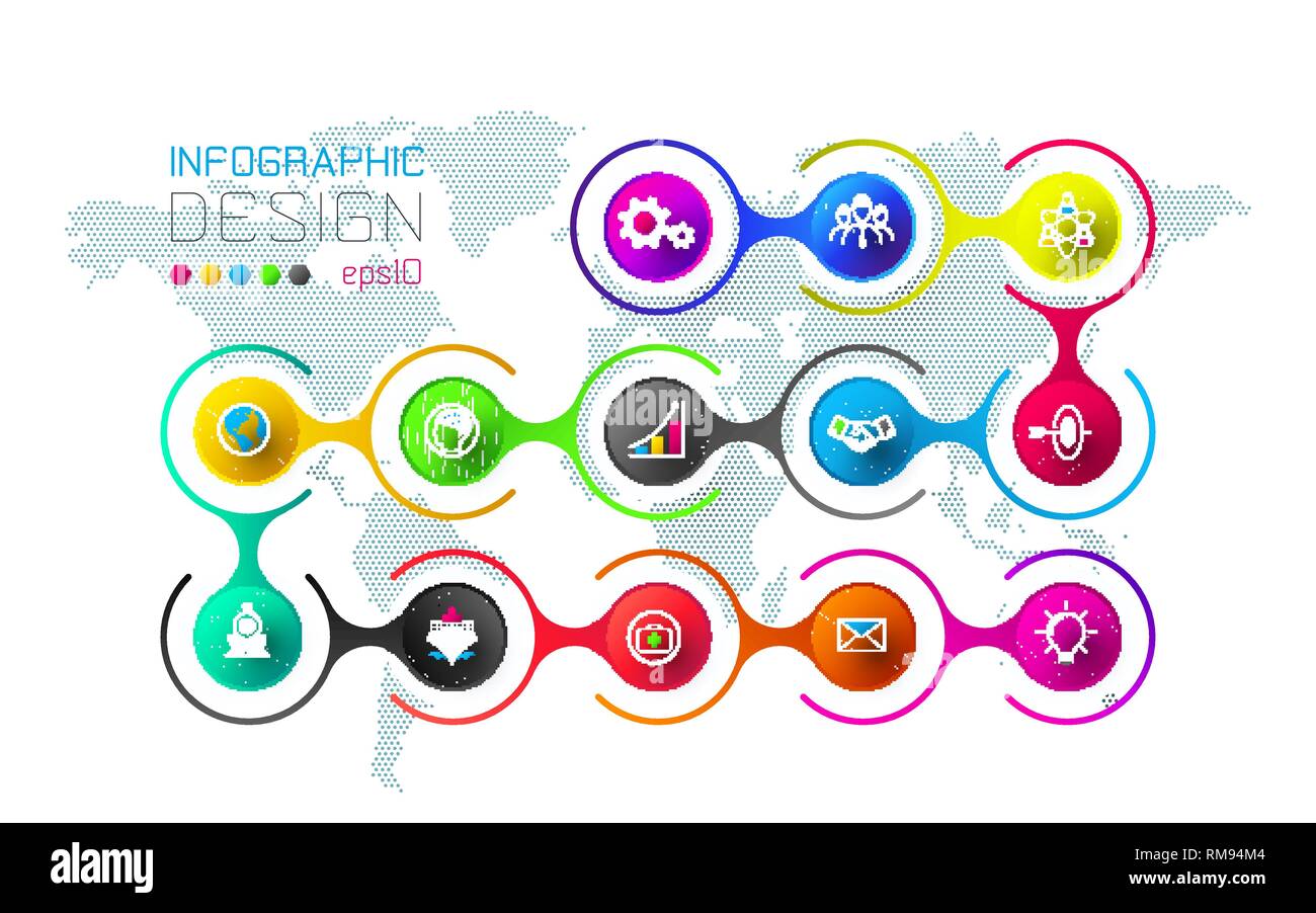 Business Infografik mit 13 Schritte. Stock Vektor