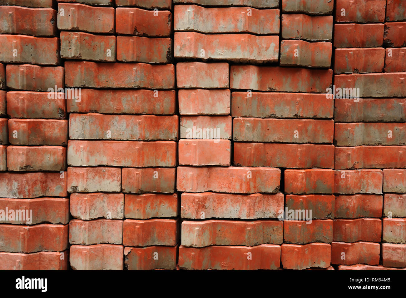 Verriegelung Gleitschalungsfertiger Block Ziegel, Indien, Asien Stockfoto