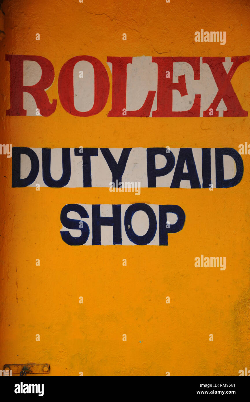 Rolex verzollt shop Geschrieben am Wall, Kochi, Kerala, Indien, Asien Stockfoto