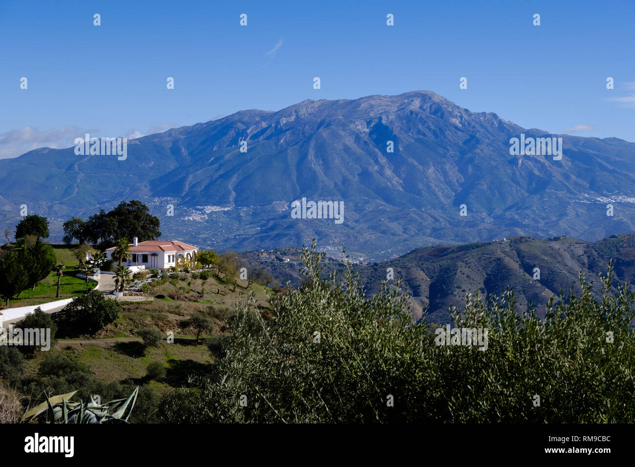 Blick von La Maroma von Comares, Axarqia, Andalusien, Spanien Stockfoto