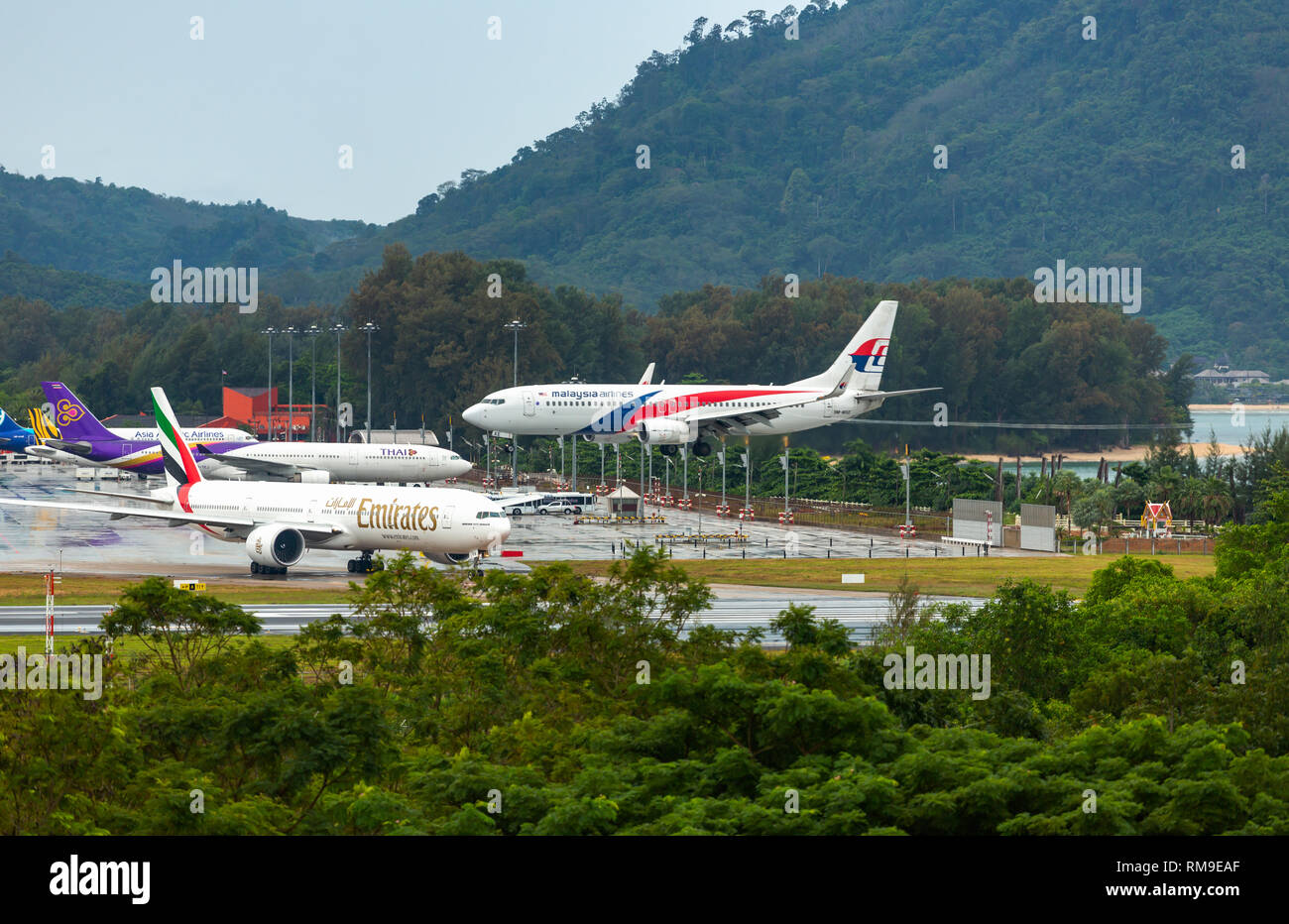 Malaysian Airlines Landung Stockfoto