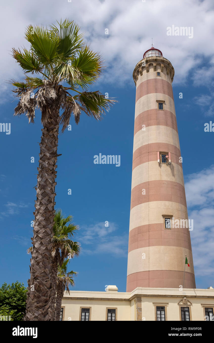 Die Aveiro Leuchtturm, Praia da Barra, Aveiro, Portugal Stockfoto