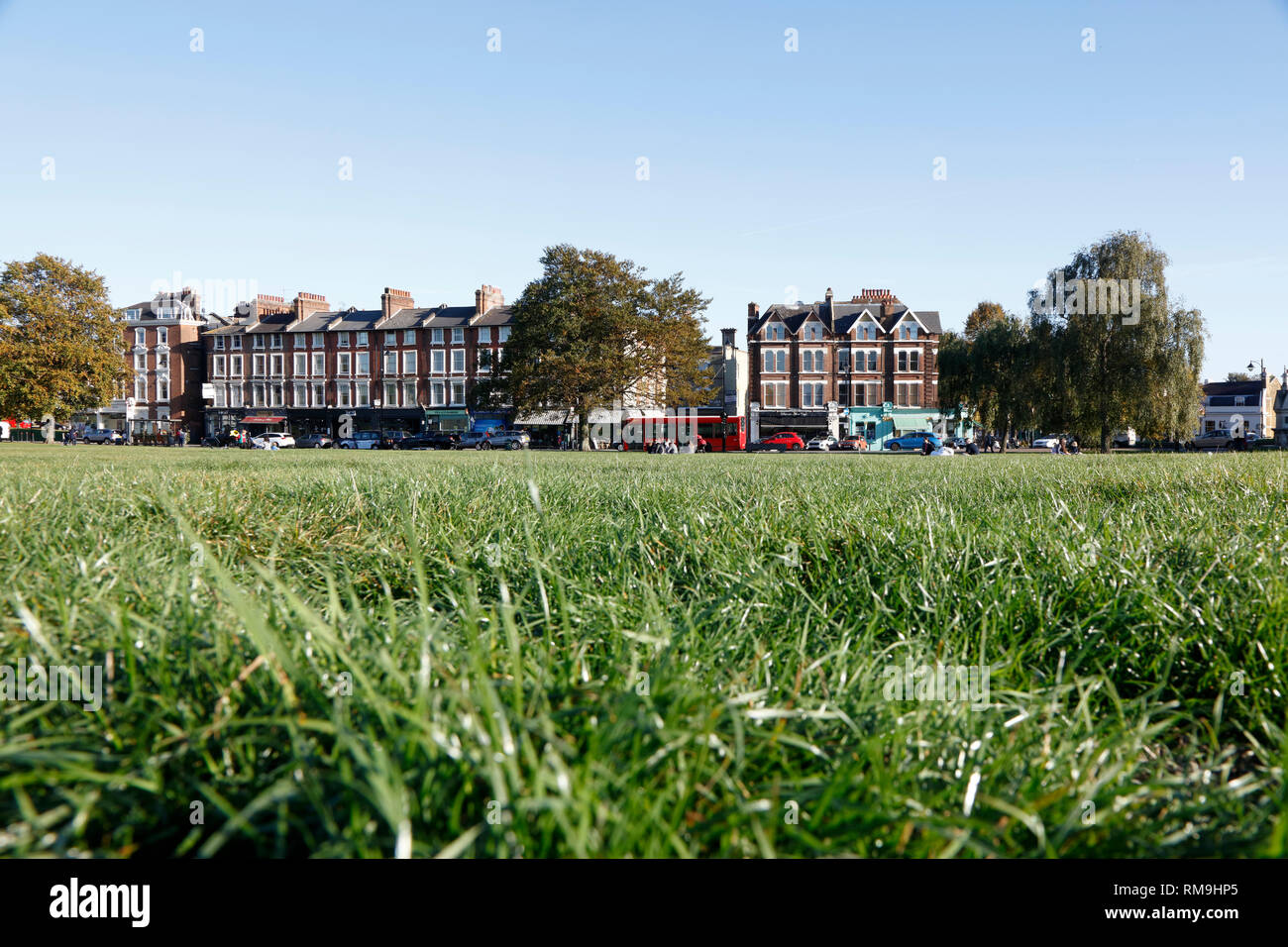 Blick auf Blackheath gemeinsamen zu Royal Parade, Blackheath Village, London, UK Stockfoto