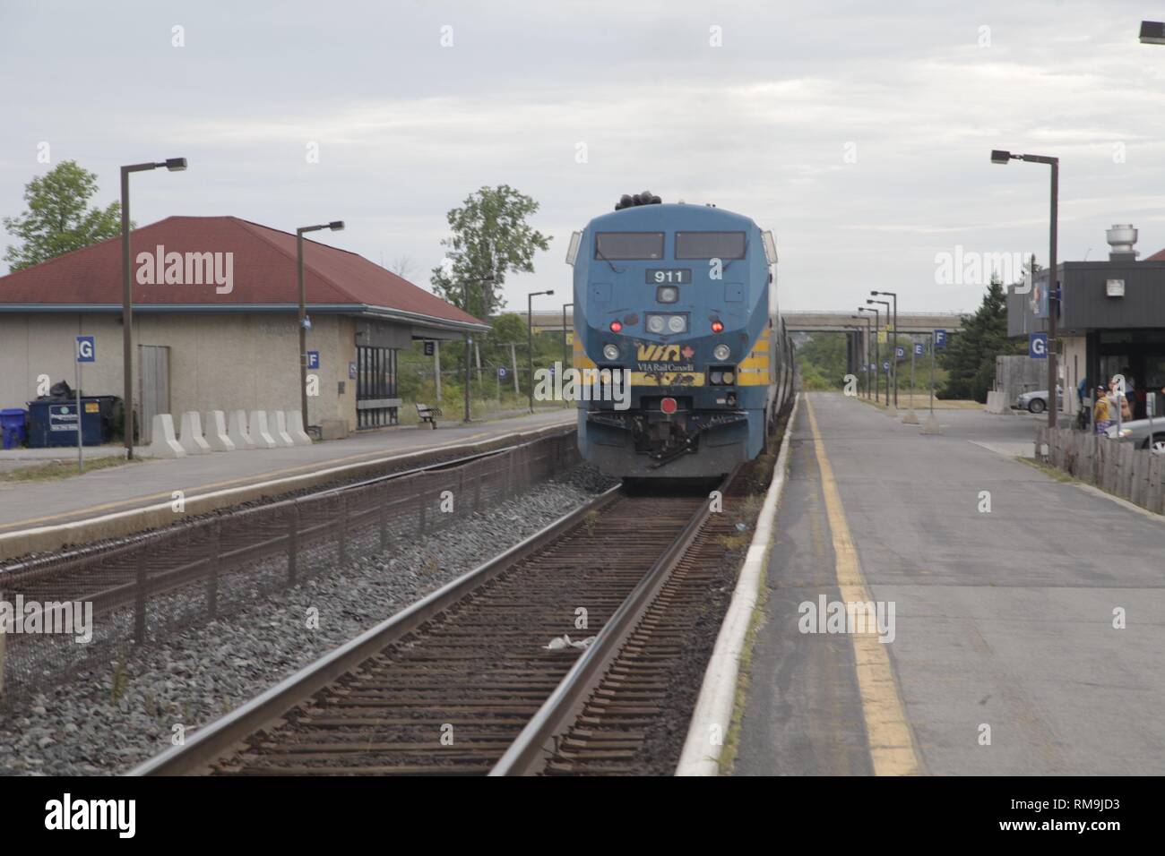 Eisenbahnverkehr am Bahnhof Kingstone in Kanada Stockfoto