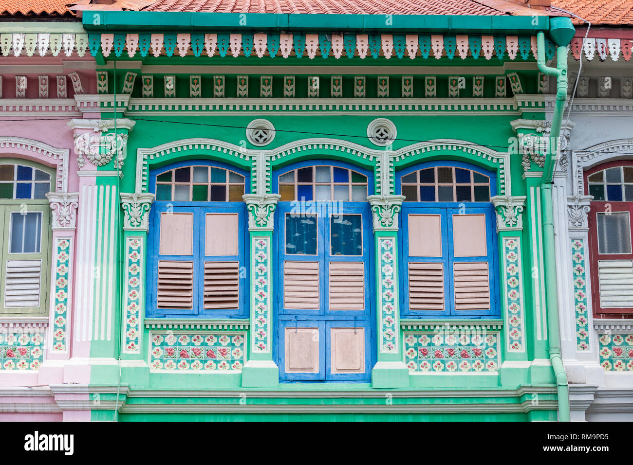 Singapur Koon Seng Road, Joo Chiat Bezirk Shop Häuser. Stockfoto