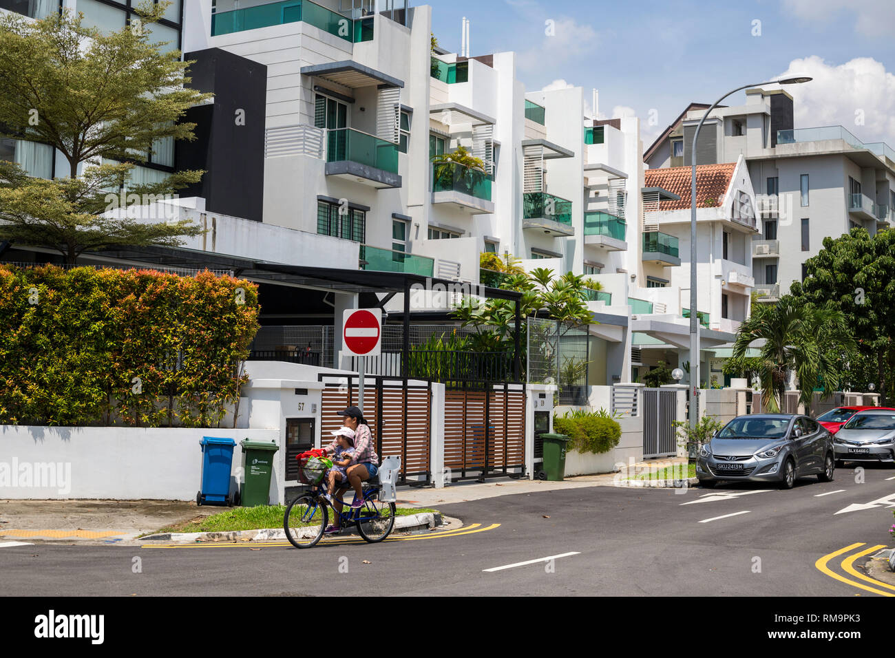 Singapur Joo Chiat Bezirk, bürgerliche Wohngegend Gehäuse. Stockfoto