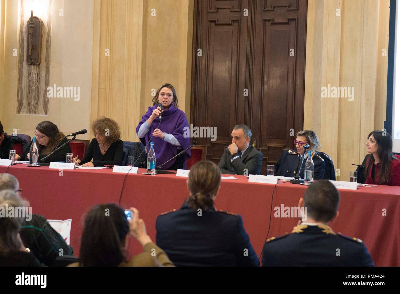 Foto Carlo Cozzoli - LaPresse 14-02-19 Milano (Italia) Cronaca Presentazione di Protocollo Zeus un Protocollo d'Intesa tra Polizia di Stato e il Cipm in materia di Atti, e Persecutori Maltrattamenti Cyberbullismo. Nella foto Anna Scavezzo Stockfoto