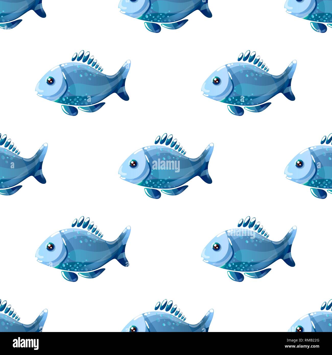 Nahtlose Muster mit cute cartoon Fisch auf weißem Hintergrund. Vector lieferbar Abbildung. Stock Vektor