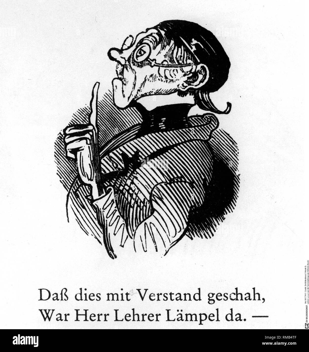 Master Laempel aus dem Vers Märchen von Wilhelm Busch, 1865. Stockfoto