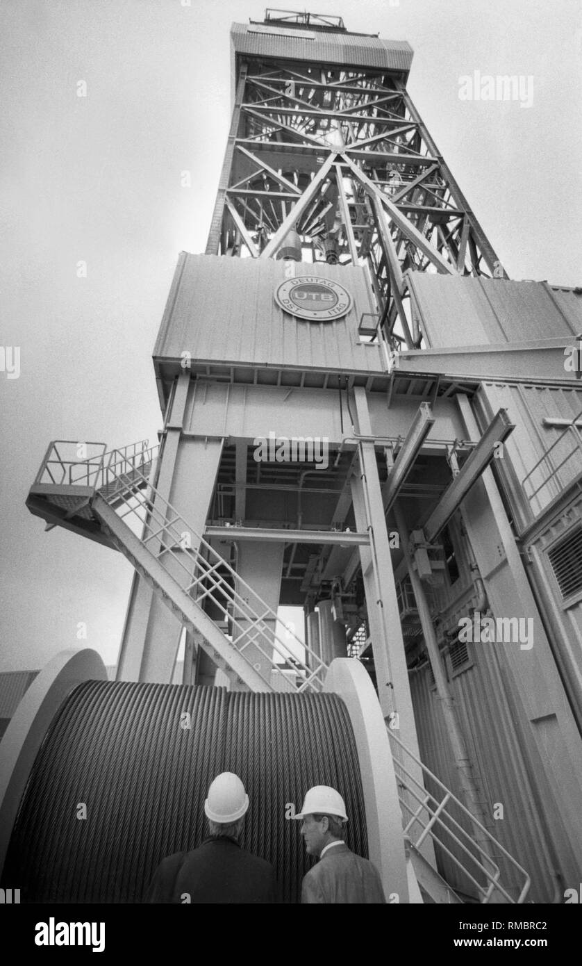 Die deutsche Continental Deep Drilling Program (KTB) in der Oberpfalz. Im Hintergrund, das Bohrloch. Stockfoto