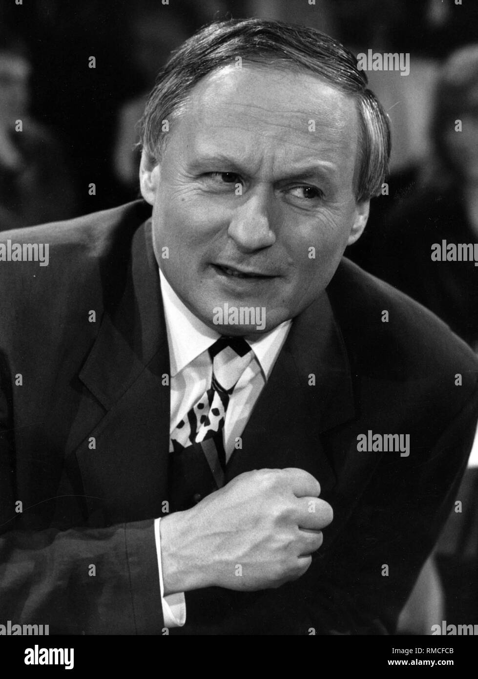 Oskar Lafontaine, Ministerpräsident des Saarlandes, während im Bundestagswahlkampf 1990. Stockfoto