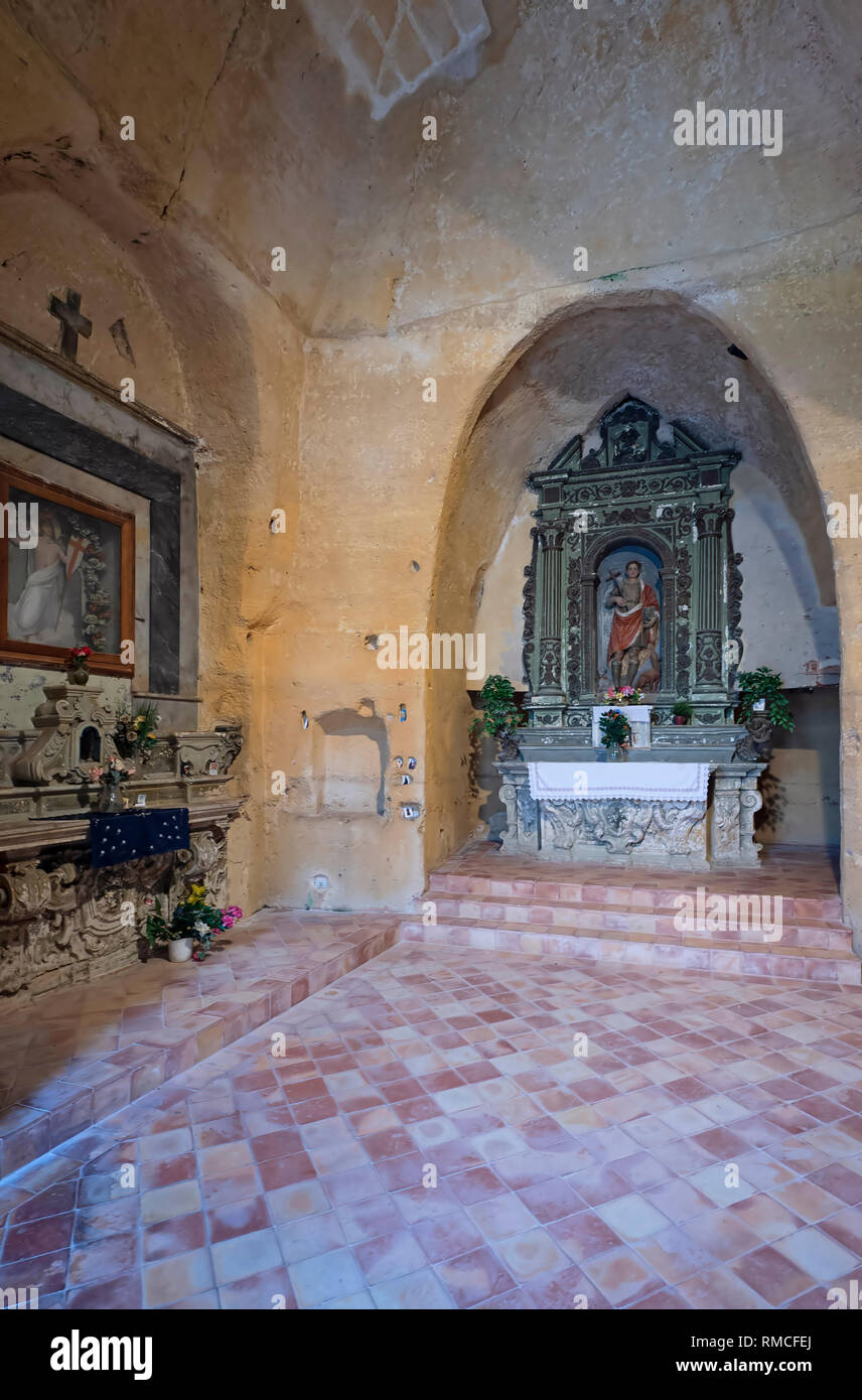 Die frühen Christlichen Chiesa Rupestre, San Vito Kirche, rock Kirche in Matera, Basilikata, Süditalien, Europäische Stadt der Kultur 2019 Stockfoto