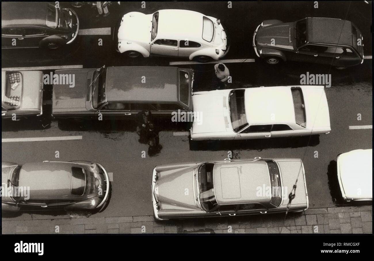 Verkehrsunfälle, Auffahrunfall in der Landwehrstraße in München, 1977 Stockfoto
