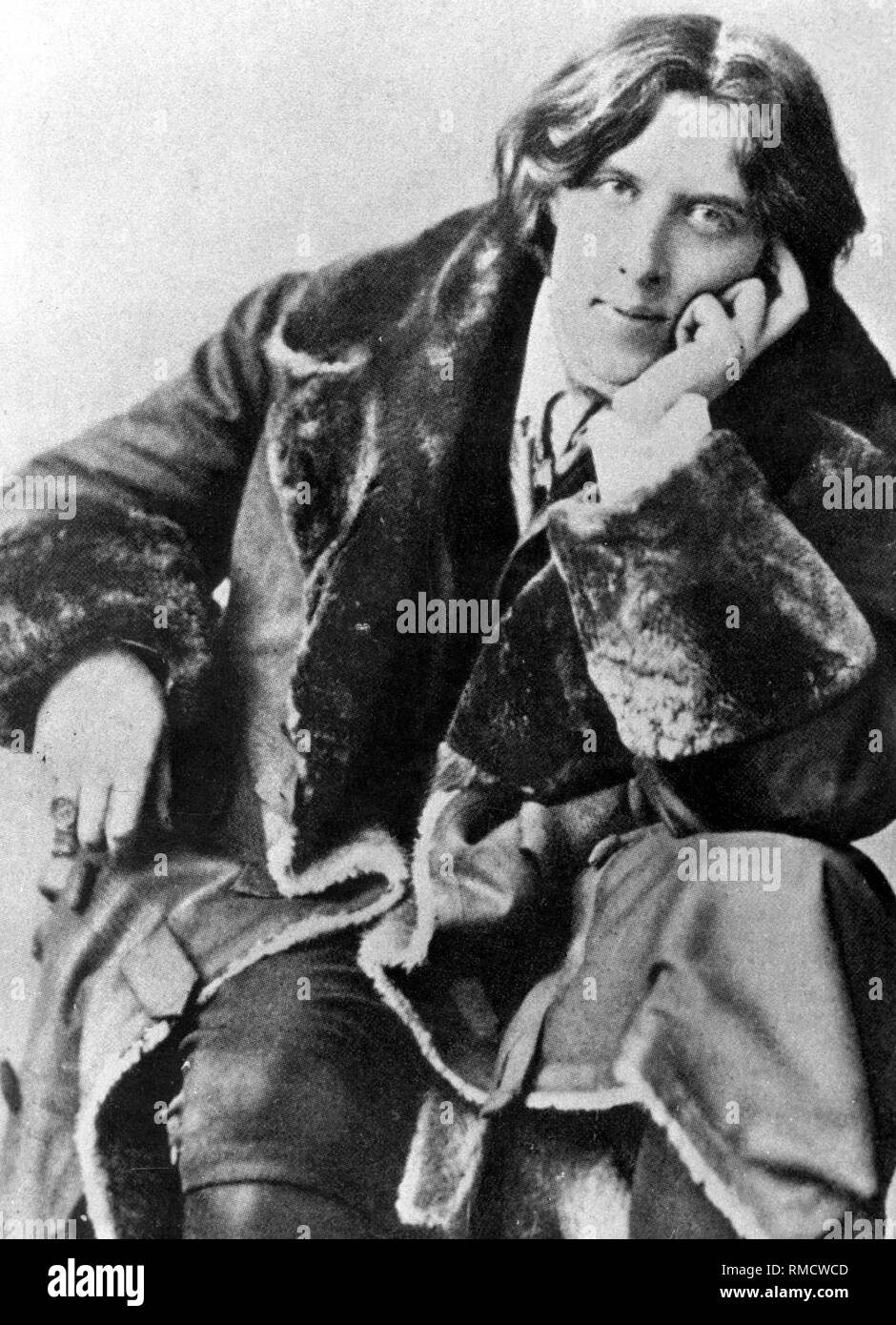 Der englische Schriftsteller Oscar Wilde (1854-1900) nach seiner Ankunft in New York. Stockfoto