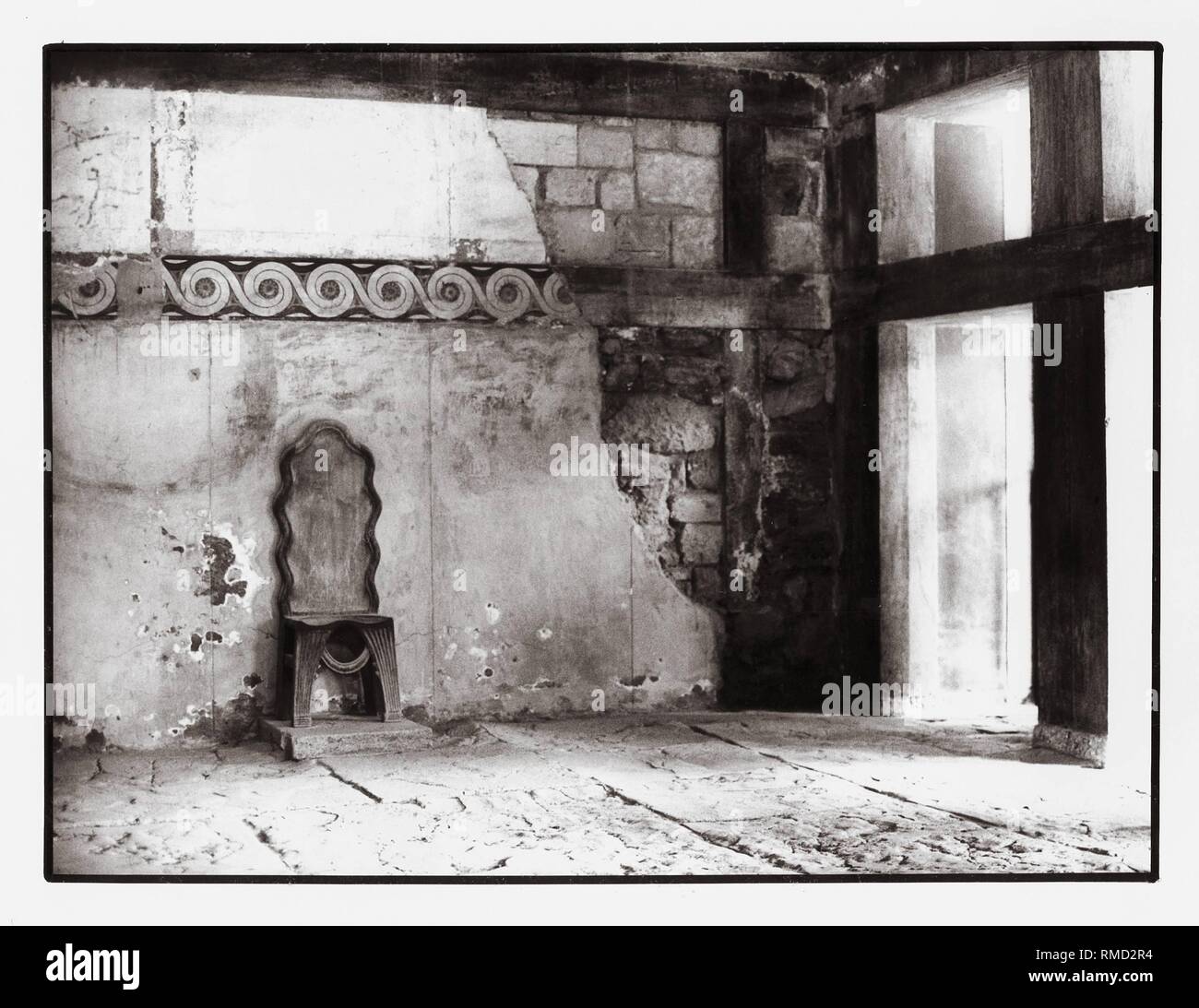 Kreta: Thron von König Minos in der Palast von Knossos, Oktober 1982. Stockfoto