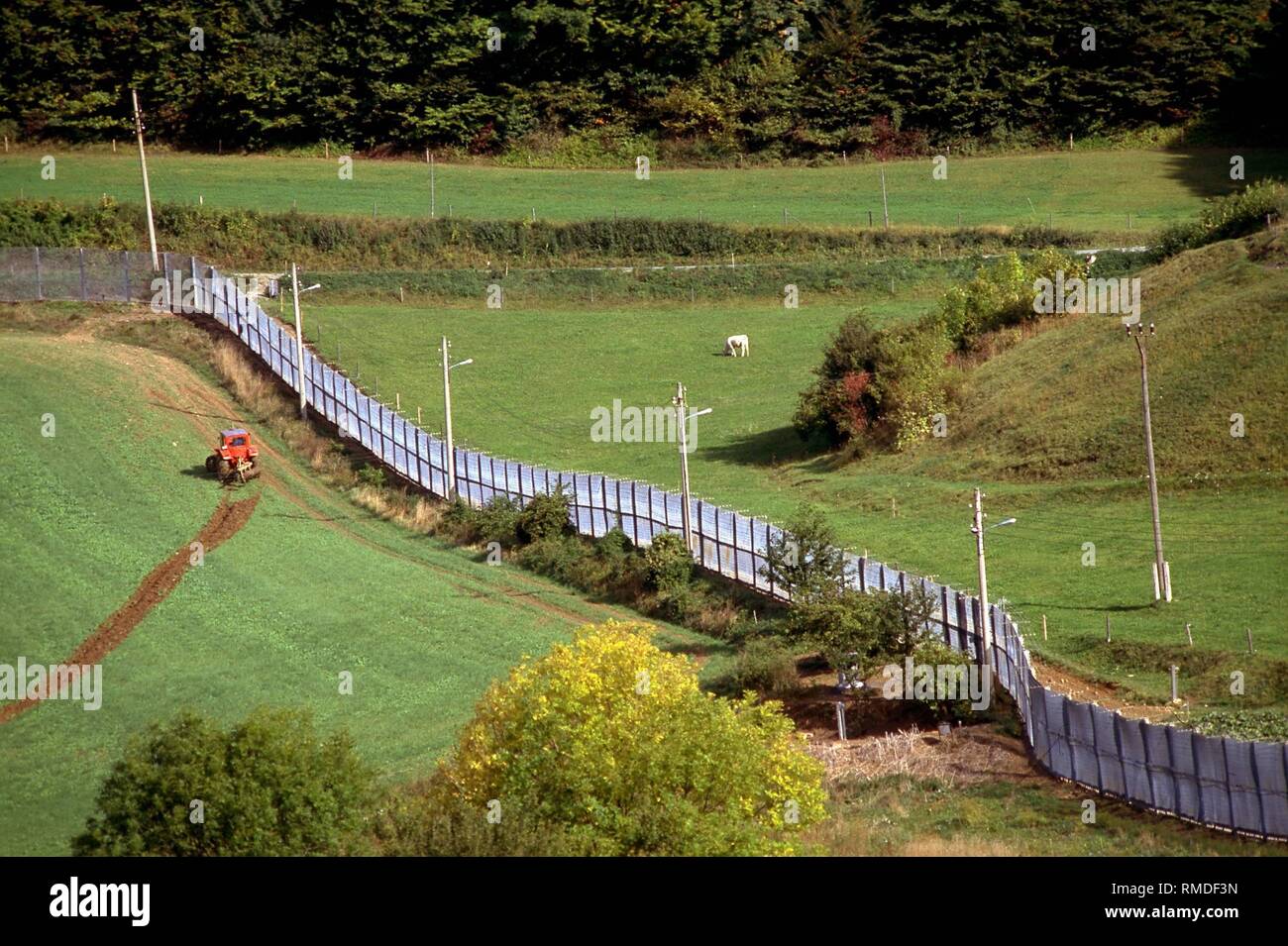 Grenzanlagen an der Innerdeutschen Grenze bei Asbach/DDR im Eichsfeld. Stockfoto