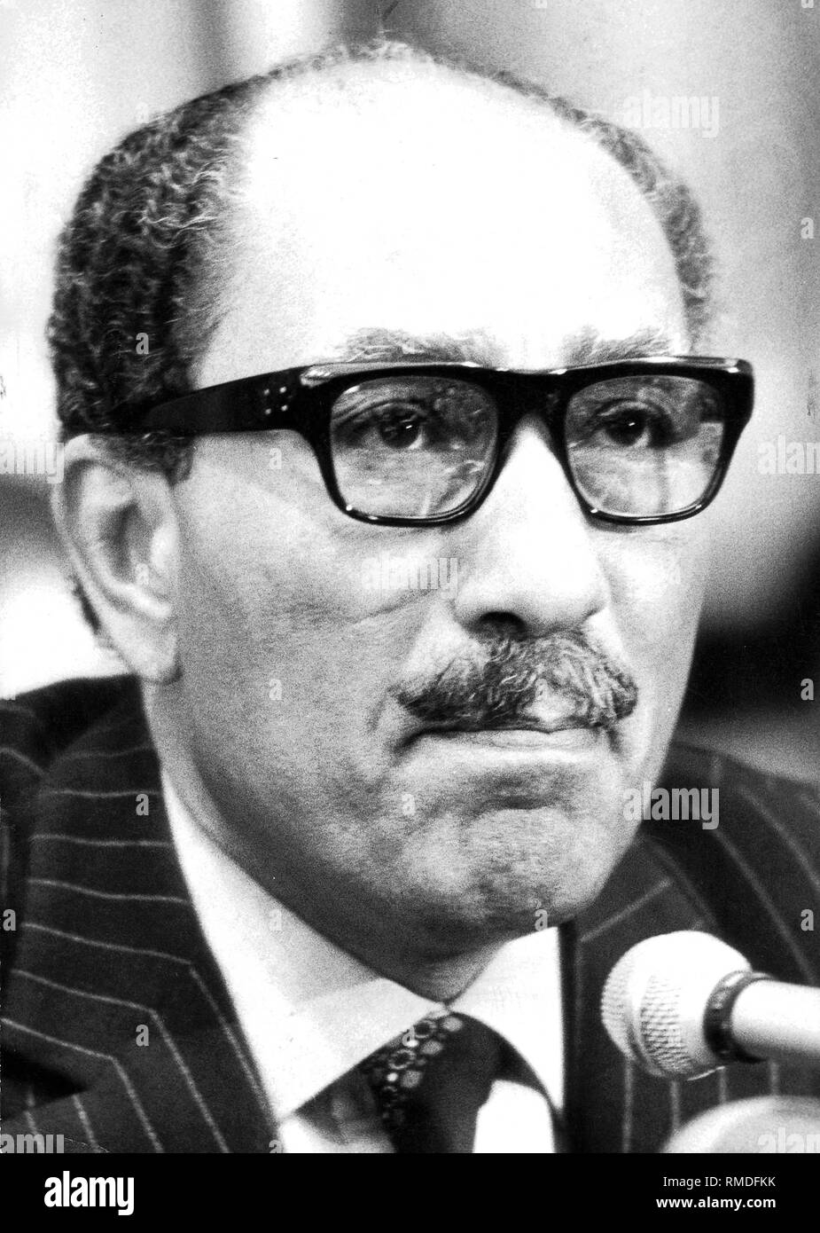Anwar El Sadat, der ägyptische Präsident (Foto aufgenommen am 21.11.1977). Stockfoto