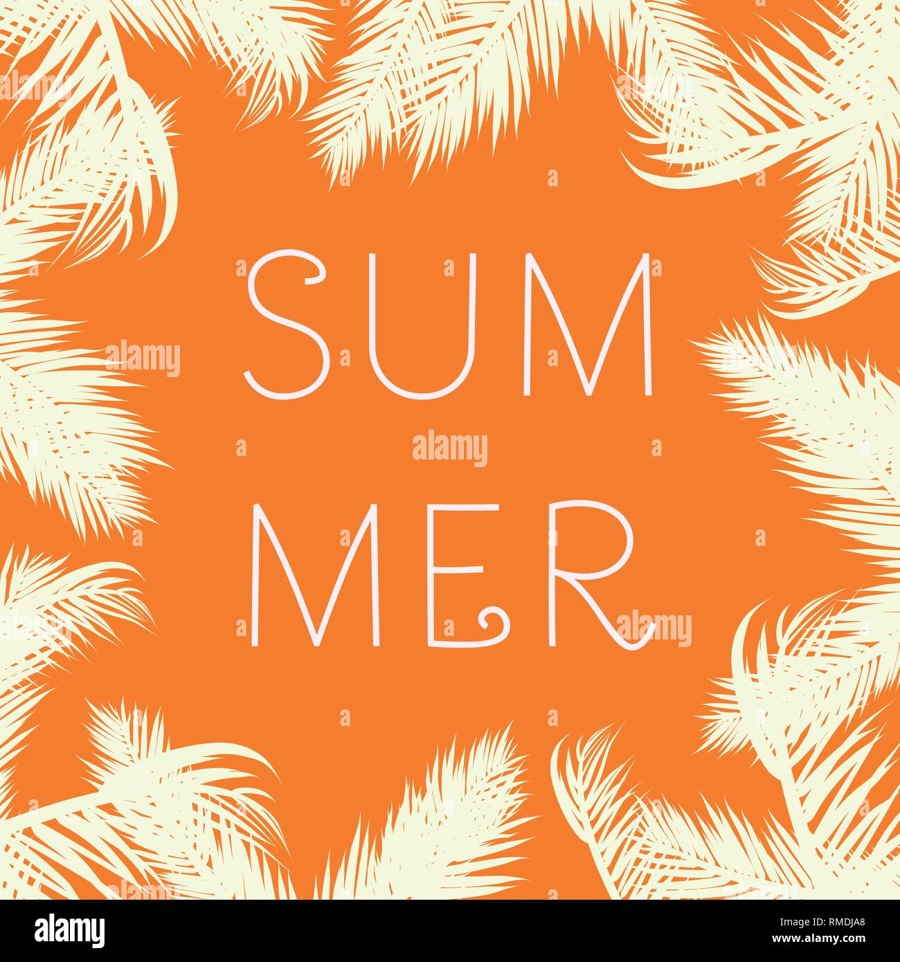 Sommer tropischen Hintergrund mit exotischen Palmen. Sommer Postkarte. Vector Illustration Stock Vektor