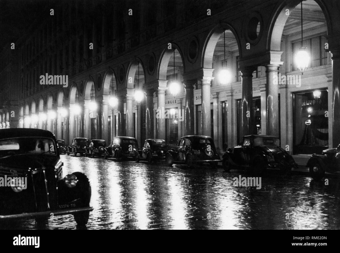 Nacht, Turin, Piemont, Italien 1920 1930 Stockfoto