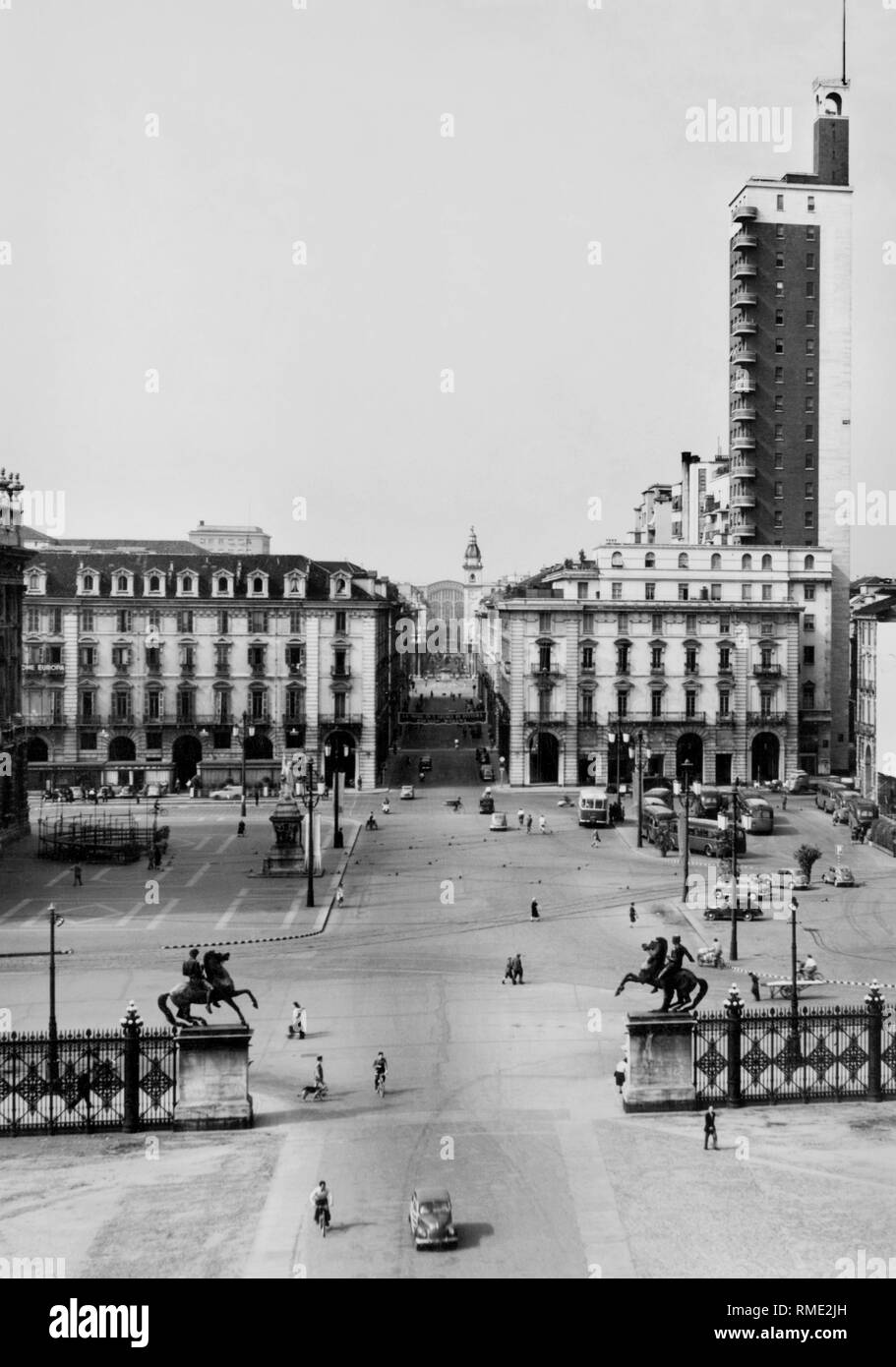 Piazza Castello, Turin, Piemont, Italien 1957 Stockfoto