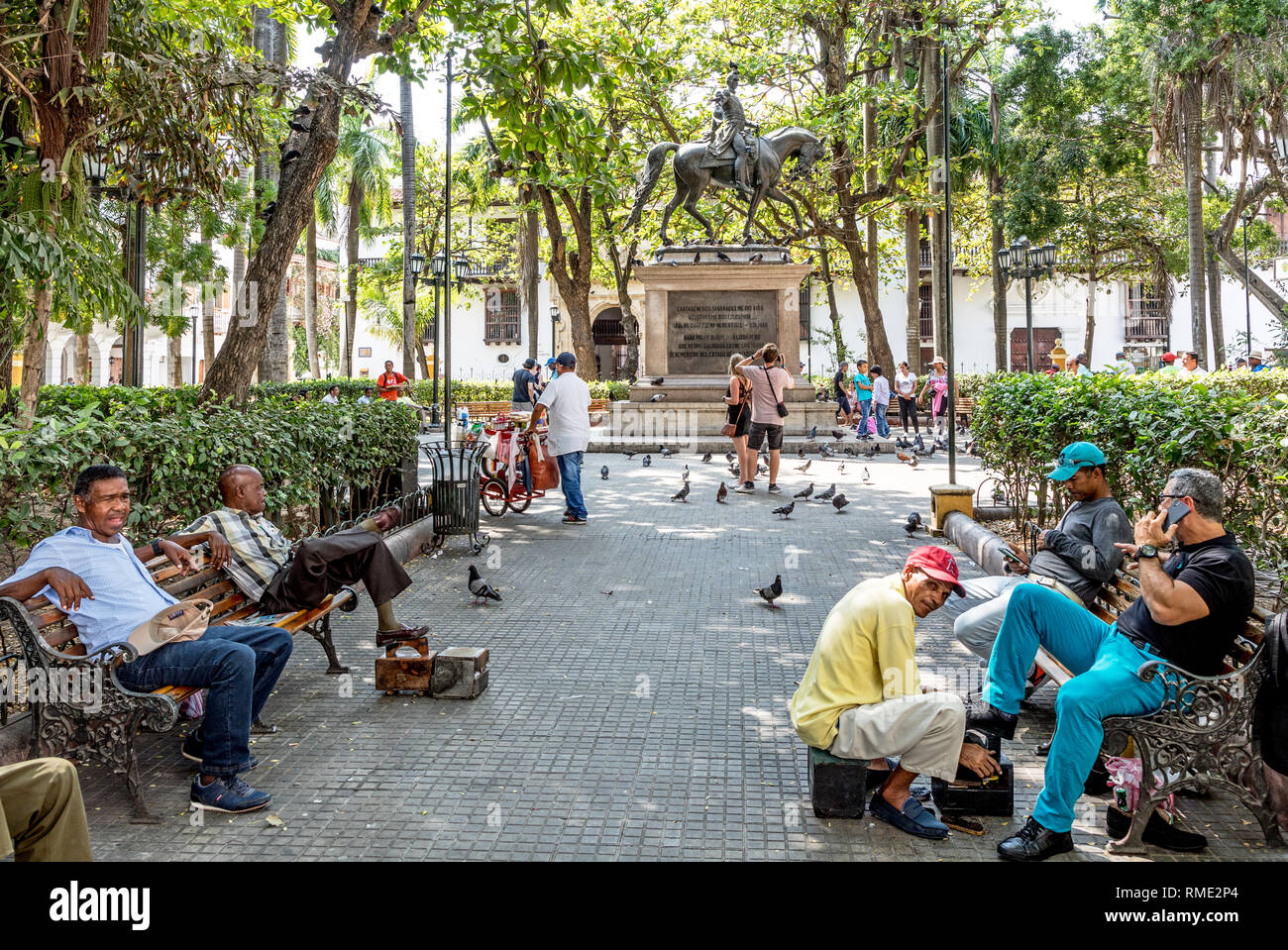 Plaza De Bolivar Gärten Cartagena Kolumbien Südamerika Stockfoto