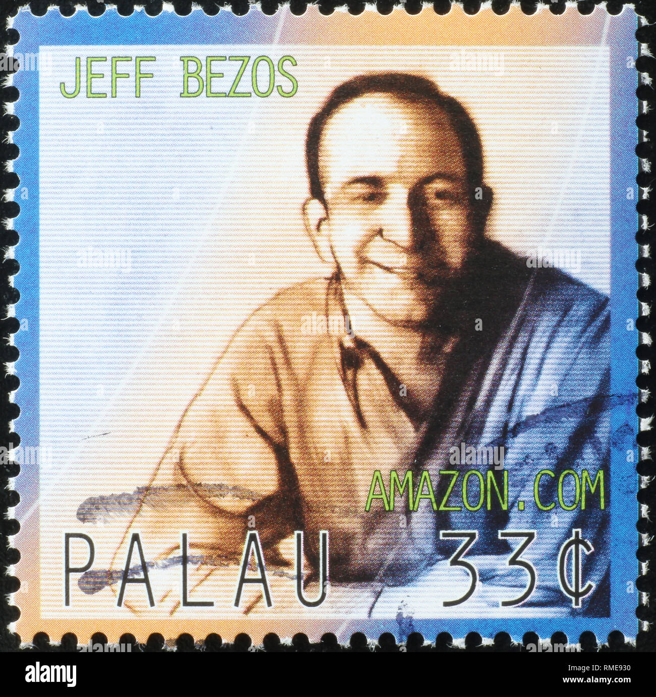 Jeff Bezos, Gründer von Amazon auf Briefmarke Stockfoto