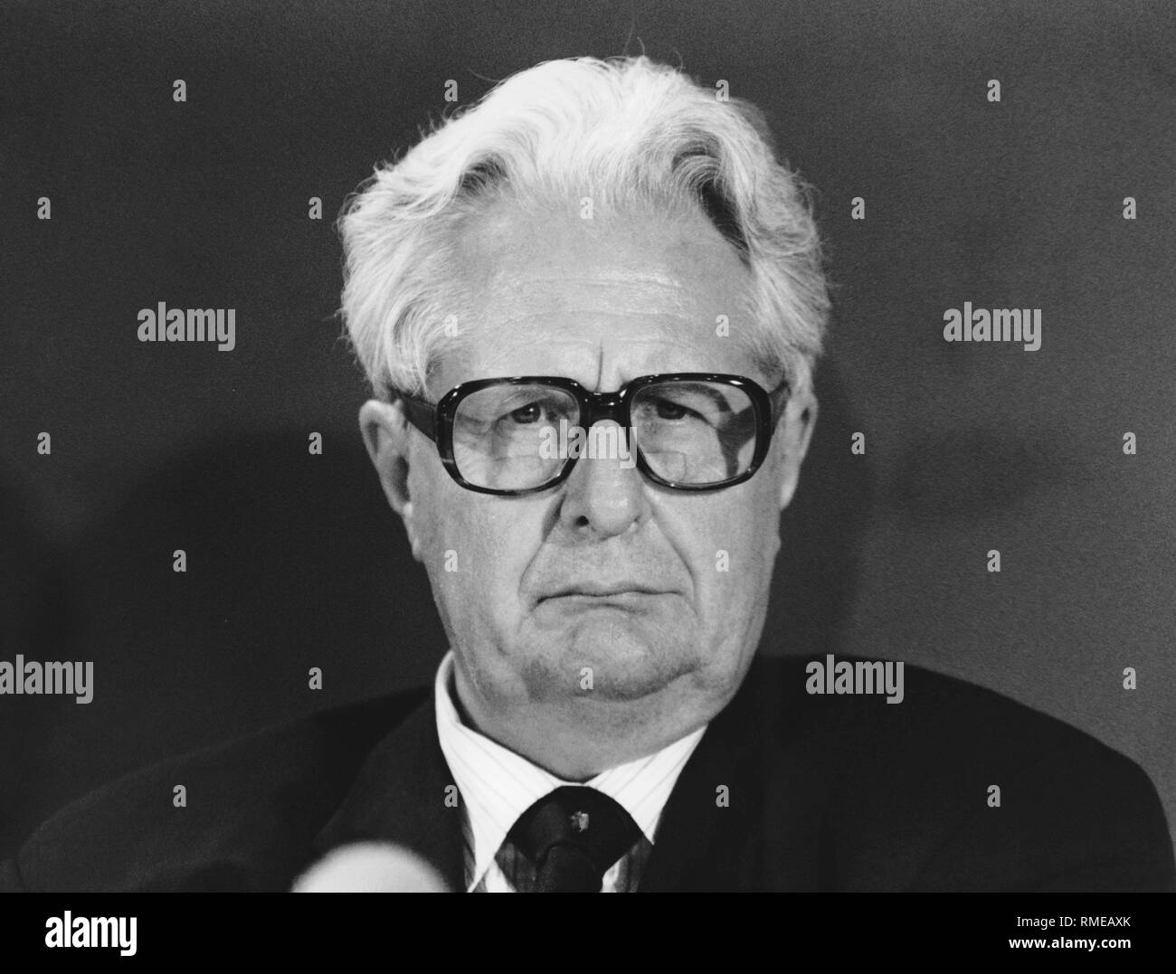 Portrait der SPD-Vorsitzende Hans-Jochen Vogel. Stockfoto